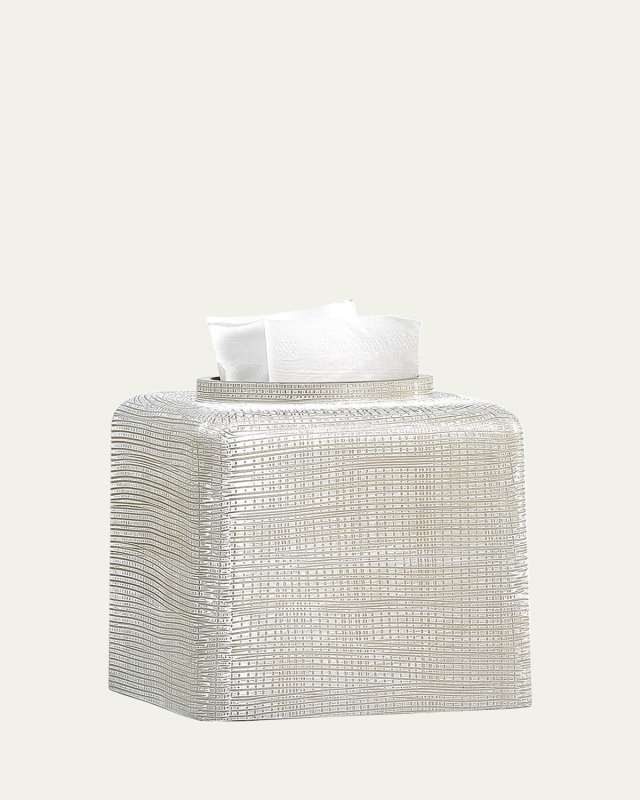 Woven Tissue Box Cover, Platinum